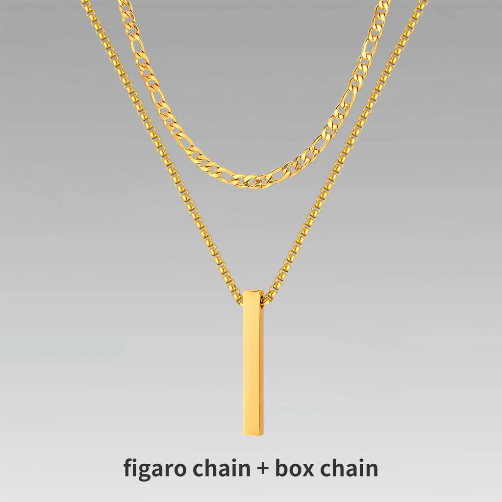Vertical Bar Rope Cuban Chain Pendant — SS