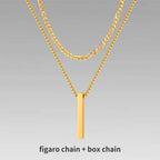 Vertical Bar Rope Cuban Chain Pendant — SS