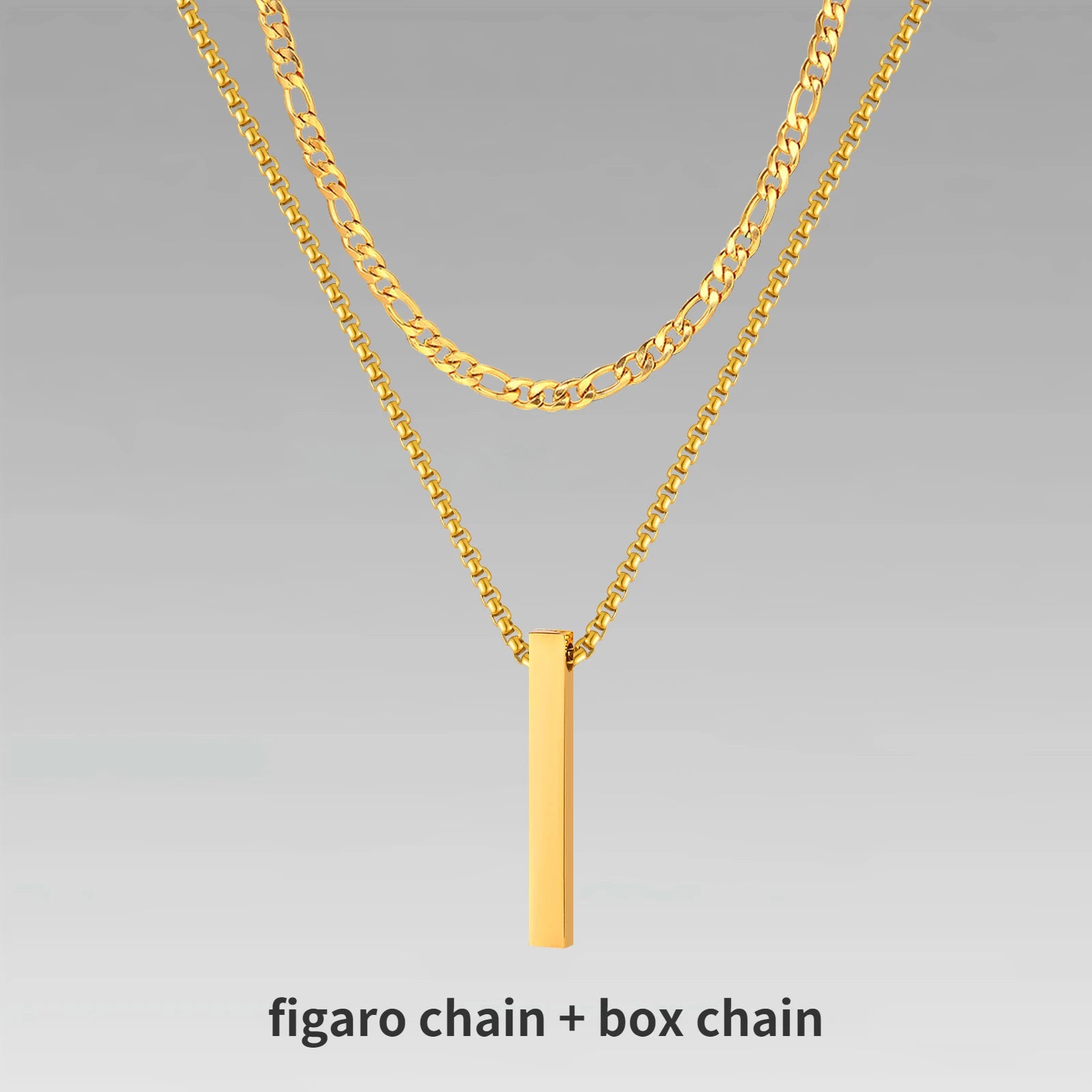 Vertical Bar Rope Cuban Chain Pendant — SS