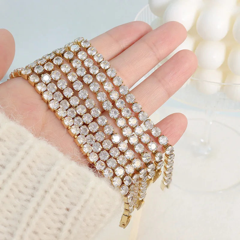 316L Stainless Steel 2025 New Fashion Waterproof Jewelry Minimalism Embed Zircon 3 Colors Charm Chain Tennis Bracelets