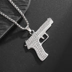 Iced Out Gun Pendant Necklace