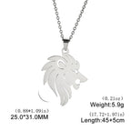 My Shape Lion King Crown Pendent Necklaces for Men Boys Stainless Steel Punk Animal Wolf Charms Choker Chains Hip Hop