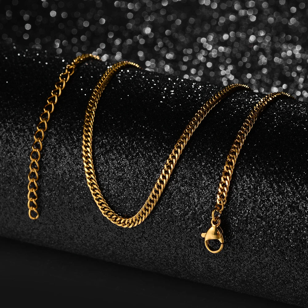 50cm New Fashion Stainless Steel Chain 1.2-3mm Silver Color Rose Gold Necklace Jewelry Vacuum Plating Accessories Chokers Collar