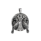Fashion Vintage Viking Odin Double Ravens Necklace Stainless Steel Nordic Tree of Life Pendant for Men Amulet Jewelry Wholesale