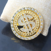 Iced Out Dollar Sign Pendant Necklace — Gold