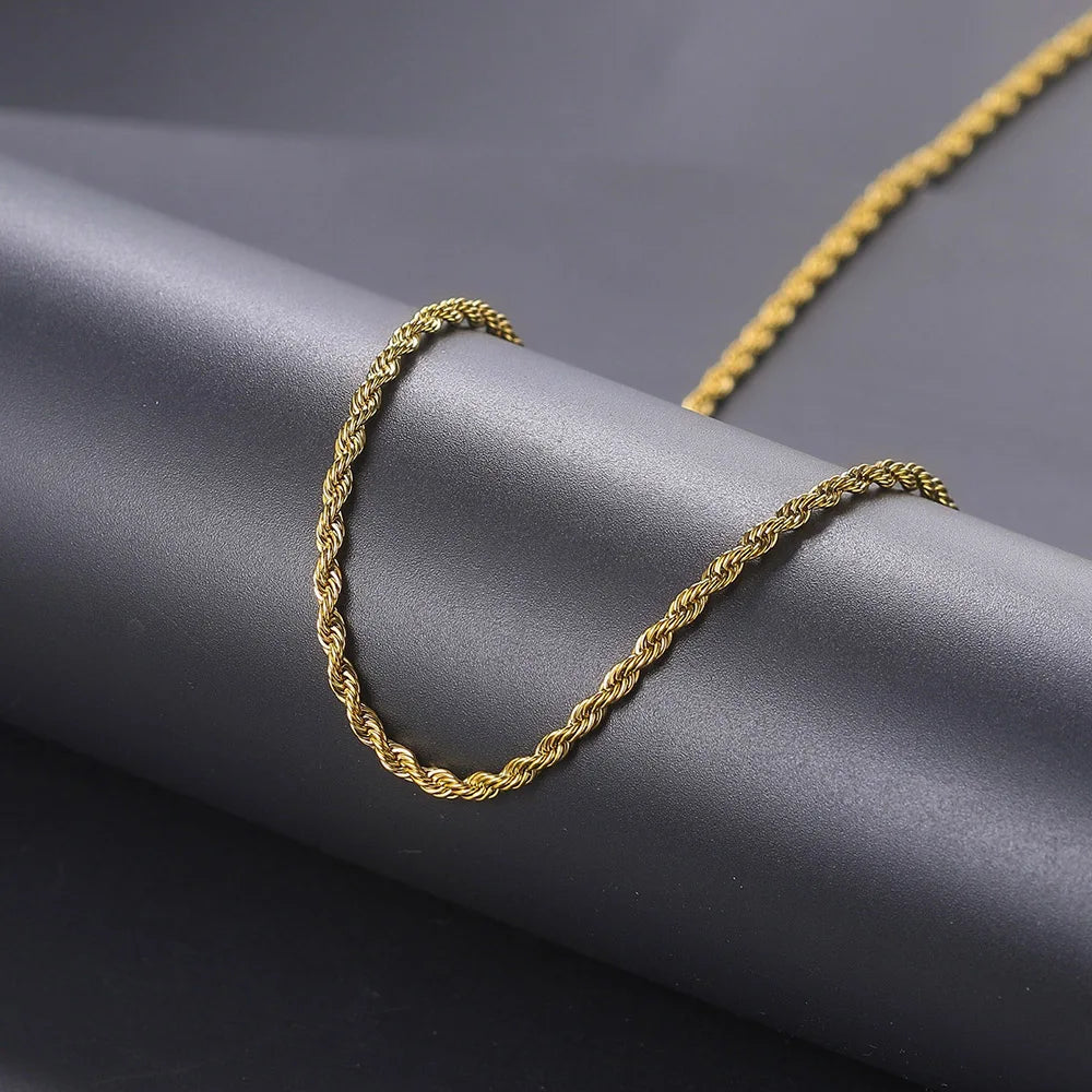 Rope Chain Necklace Two-Tone Stainless Steel 3MM