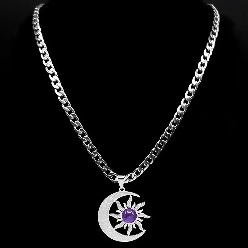 Tiger Steel Pendant Wicca Sun Moon Eye Natural