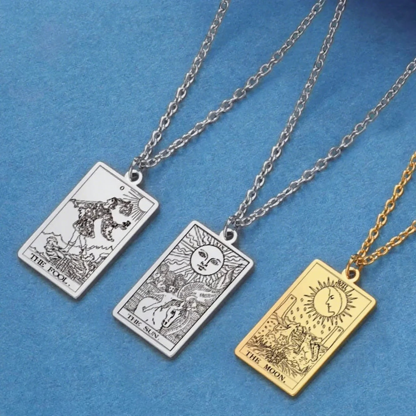 LIKGREAT Tarot Card Necklace Major Arcana Tarots Stainless Steel Necklaces Divination Jewelry Birthday Gift for Women