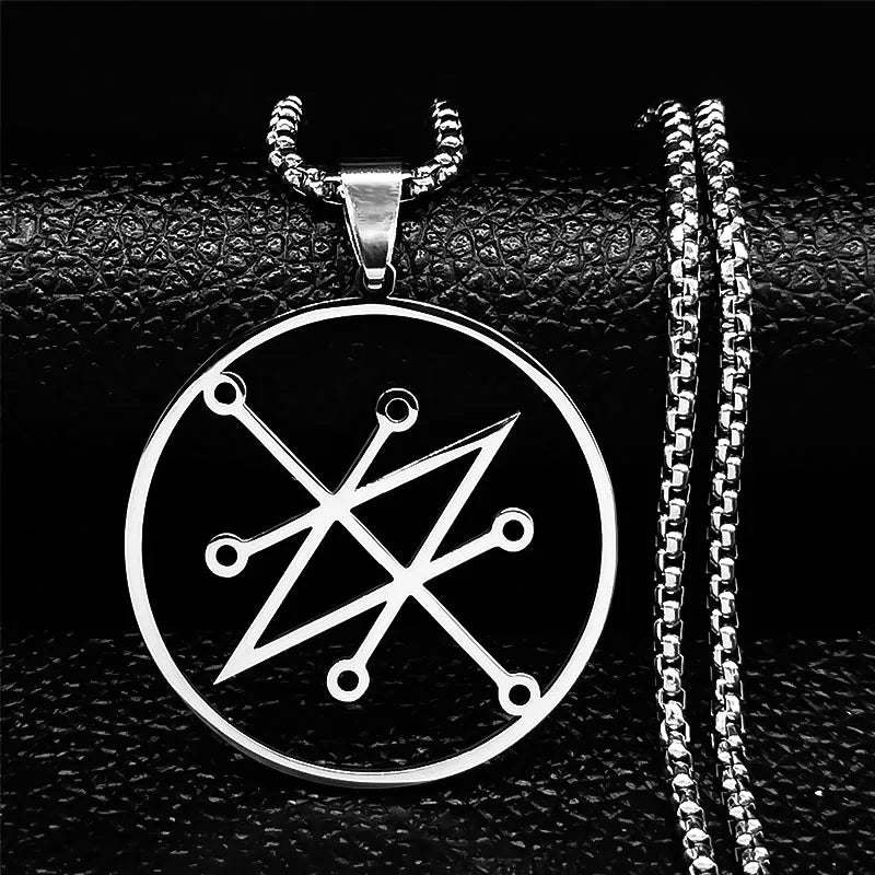 Azazel Sigil Silver Pendant Necklace — Stainless Steel