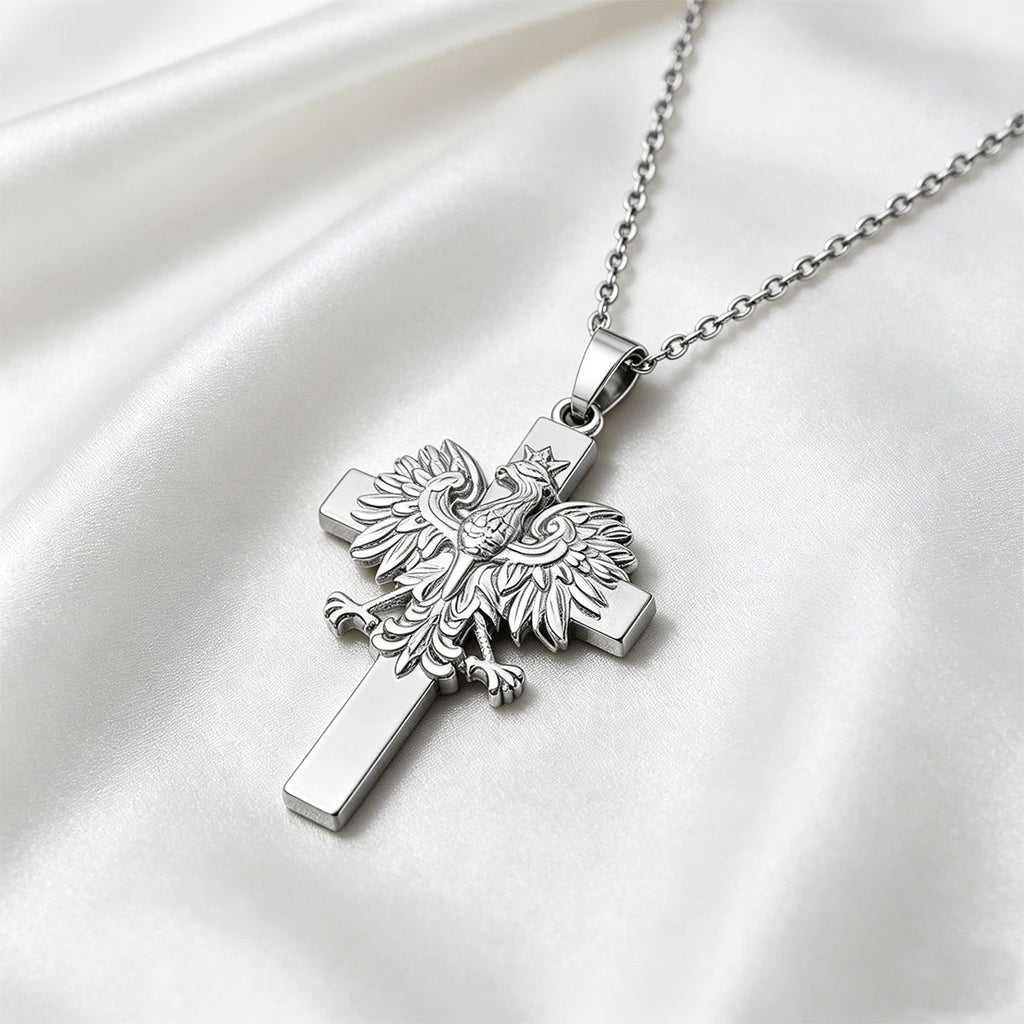 Poland Eagle Cross Necklace Golden Plated Stainless Steel Pendant Necklaces For Men Women Patriotic Jewelry 2026 Trendy