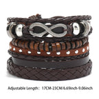 Leaf Pendant Bohemia Leather Bracelets for Men Women Ethnic Braid Rope Hand Woven Bracelet Drawstring Bracelet Beads Jewelry