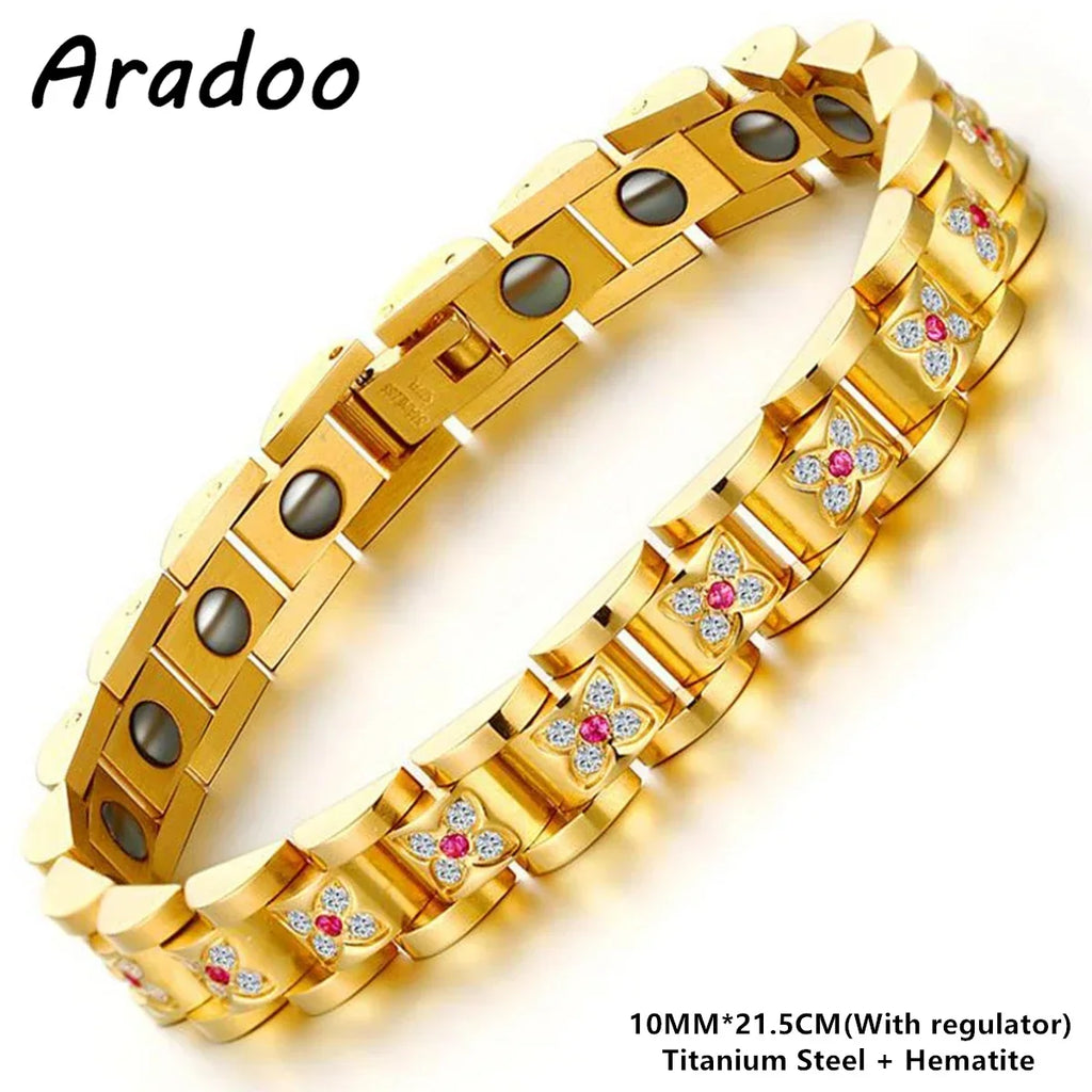 ARADOO Titanium Steel Watch Band Men's Bracelets Stainless Steel Magnetic Wristband Bracelet Gentlemen Jewelry Gifts
