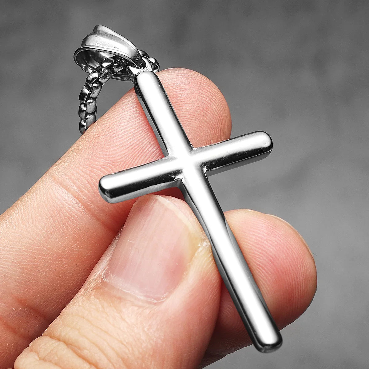Cross Pendant Necklace Stainless Steel Simple