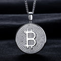 Iced Out Bitcoin Pendant — 925 Silver