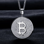 Iced Out Bitcoin Pendant — 925 Silver