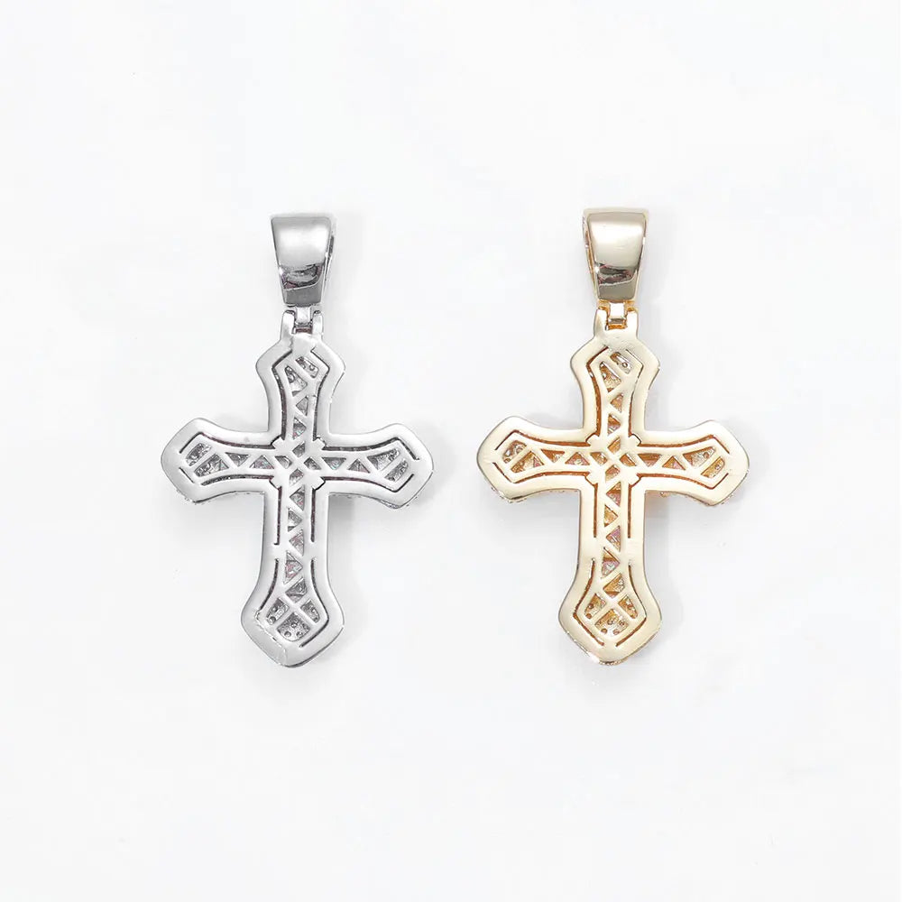 Cross Pendant Necklace Iced Out Colored CZ