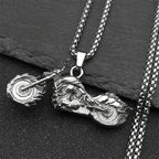 Motorcycle Silver Pendant Retro Punk Sweater Sport
