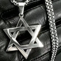 HNSP 316L Stainless Steel Star of David Pendant Necklace For Men Hexagram David Star Jewelry, Vintage Box Chain