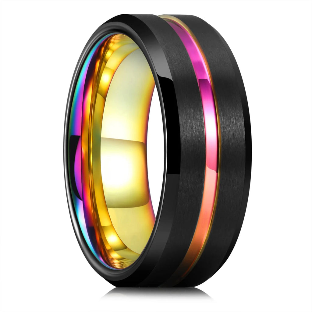 Fashion 8mm Men Stainless Steel Celtic Dragon Rings Inlaid Black Zircon Stone Rings For Men Carbon Fibre Rings Wedding