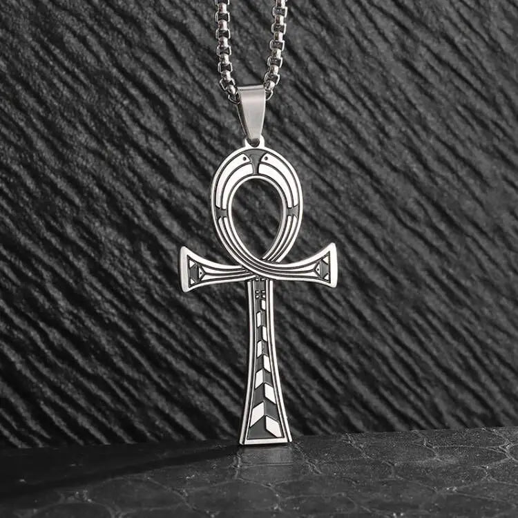 Shining Iced Out Ancient Egyptian God Eye of Horus Cross Pendant Necklace for Men and Women Hip Hop Trendy Amulet