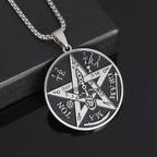 Witch Knot Necklace Celtic Knot Pendant Stainless Steel Amulet Triskelion Ankh Cross Pentagon Jewelry Birthday Gift for Women
