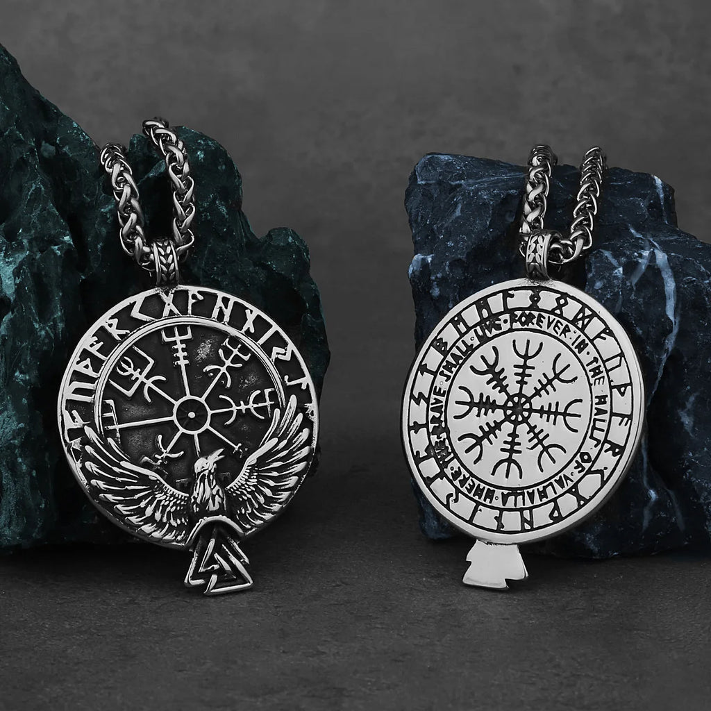 Viking Raven Stainless Steel Pendant Necklace