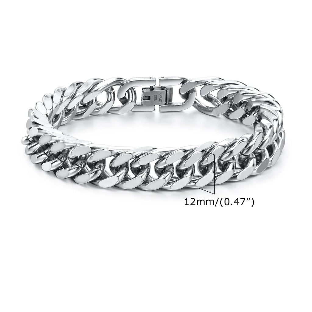 Double Curb Chain Bracelet 15mm — Stainless Steel
