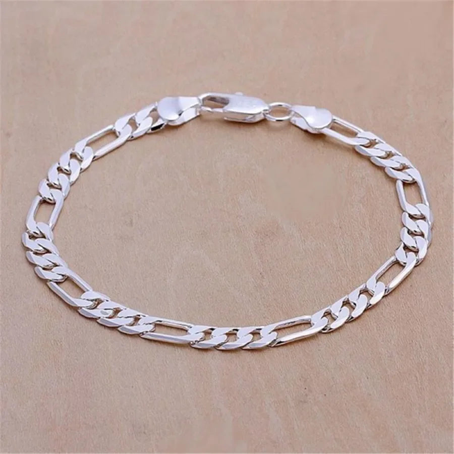 Twisted Chain Bracelet for Men & Women — Silver-Tone, Simple