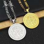 Jesus Saint Christopher Pendant Necklace — Stainless Steel