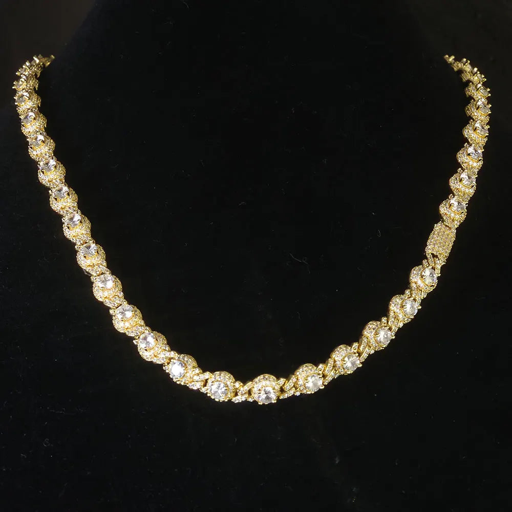 Iced Out Cuban Chain Necklace Stainless Steel Bead