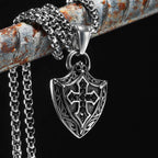 Shield Cross Stainless Steel Pendant Necklace