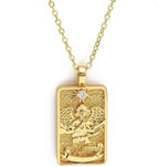 Double Sided Original Tarot Cards Necklace Tarot Moon Cigano Divination Zircon Necklace Wheel of Fortune Star Death
