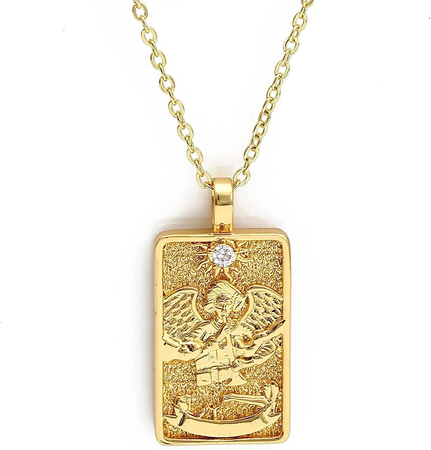 Double Sided Original Tarot Cards Necklace Tarot Moon Cigano Divination Zircon Necklace Wheel of Fortune Star Death