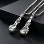 Retro Boxing Gloves Pendant Necklace — Stainless Steel