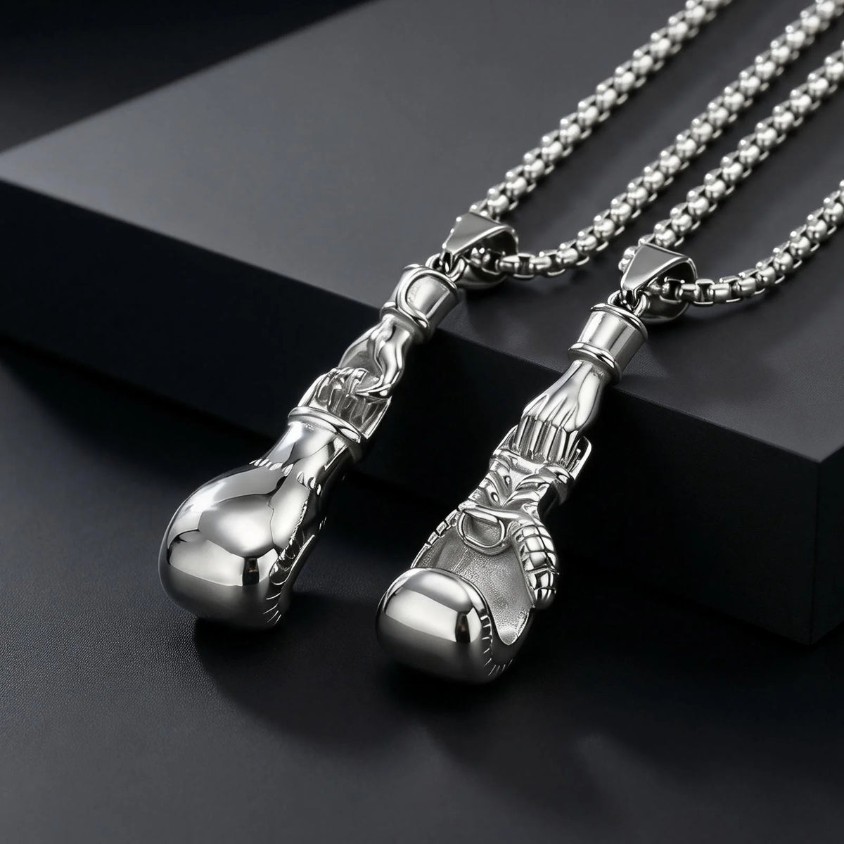 Retro Boxing Gloves Pendant Necklace — Stainless Steel