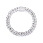 Bubble Cuban Link Bracelet 8mm — CZ Accents, Silver-Tone