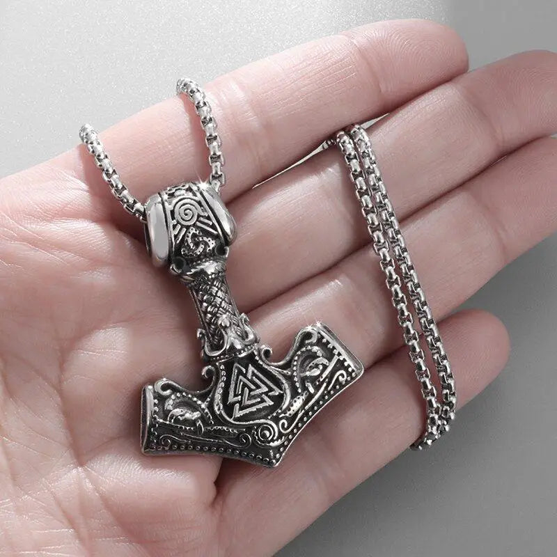Nordic Rune Compass Necklace — Stainless Steel