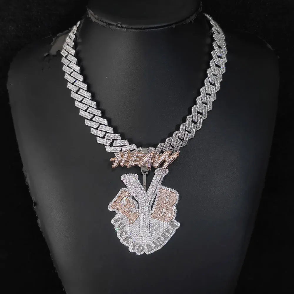 Iced Out Letter Pendant Necklace Name