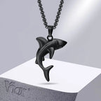 Vnox Stylish Shark Men Boys Necklaces,Rock Punk Animal Pendant Collar Jewelry with Stainless Steel Box Chain