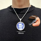 Iced Out Photo Pendant Necklace Stainless Steel