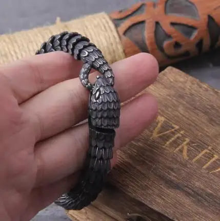 Viking Ouroboros vintage punk bracelet for men stainless steel fashion Jewelry hippop street culture