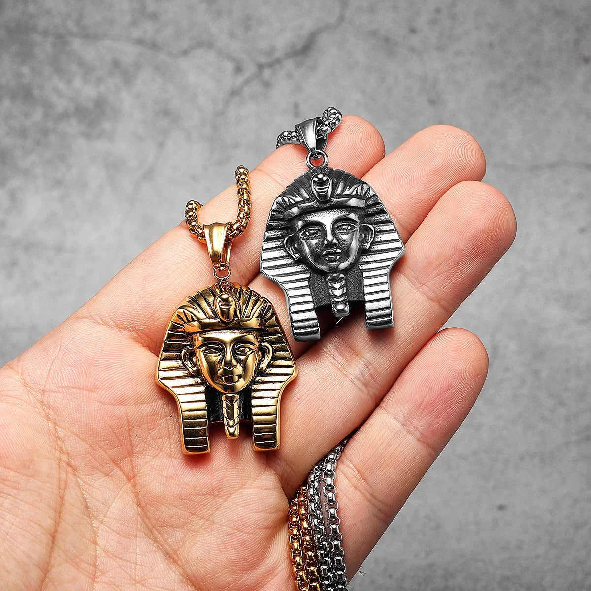 Egyptian Pharaoh Stainless Steel Pendant Necklace