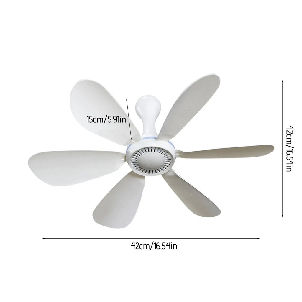 Silent 6 Leaves USB Powered Ceiling Canopy Fan with Remote Control Timing 4 Speed Hanging Fan for Camping Bed Dormitory