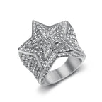 Men's five pointed star Rings Black Punk Crusaders Band Rings rhinestone for Mens Stainless Steel Signet Rings Jewelry