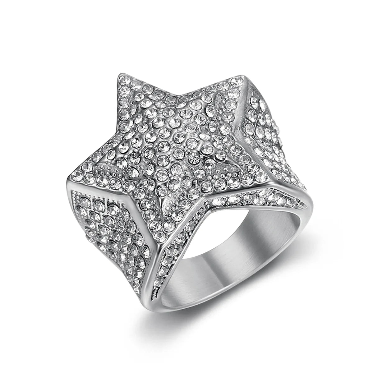Men's five pointed star Rings Black Punk Crusaders Band Rings rhinestone for Mens Stainless Steel Signet Rings Jewelry