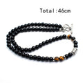 Tiger Eye Beaded Necklace — Stainless Steel