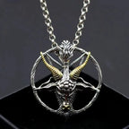 Vintage Punk Inverted Pentagram Satanic Goat Necklace Pendant for Men Unique Pagan Amulet Jewelry