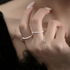 Sparkling Trendy 925 Sterling Silver Starry Sky Pull Adjustment Ring for Woman Girls Personality Designer Jewelry Accessory Gift