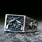 2023 NEW Men's 316L stainless-steel rings Punk Rock Gothic Pistol skull ring for teens fashion Jewelry for gift free