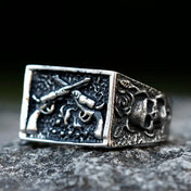 Punk Gothic Pistol Skull Ring — Stainless Steel